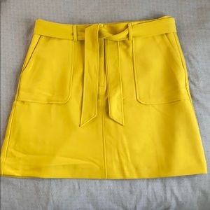 Loft sun yellow mini skirt w/ removable tie belt